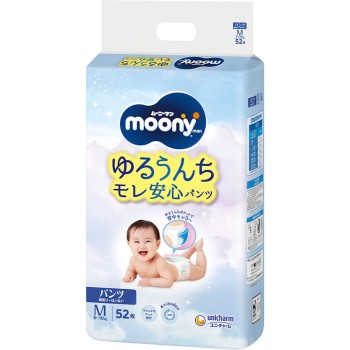 【팬티 M사이즈 앉기<br>기어다니기】무니맨 기저귀(5~10kg) 52매 유니참