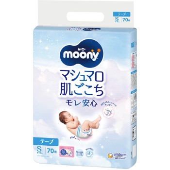 【테이프 S사이즈】무니 기저귀(4~8kg) 70매 유니참