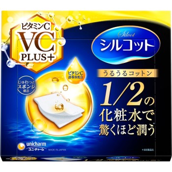 실코트 코튼 촉촉 코튼 비타민 C PLUS+ 주스하는 스폰지 구조 40매 유니참