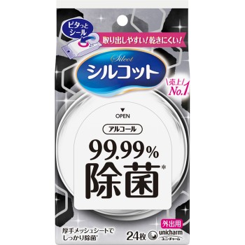 실코트 99.99% 살균 웨트 티슈 외출용 24매 유니참