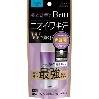 Ban 땀 블록 플래티넘 롤온 비누 향 40ml 라이온 (의약외품)