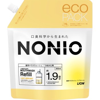 NONIO 마우스워시 논알코올 라이트 허브 민트 리필용 950ml 라이온 (의약외품)