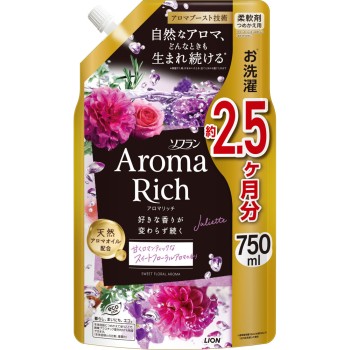소프란 아로마 리치 줄리엣 유연제 리필 스위트 플로럴 아로마 향 750ml 라이온