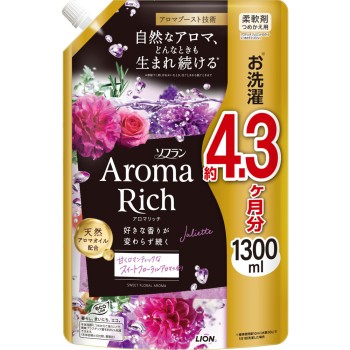 소프랑 아로마리치 줄리엣 섬유유연제 리필 스위트플로럴 아로마향 1300ml 라이온