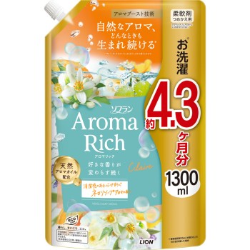소프란 아로마 리치 클레어 섬유유연제 리필 네롤리 소프 아로마 향 1300ml 라이온