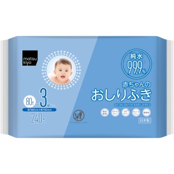 matsukiyo 물 99.9% 아기 물티슈 80매 3P