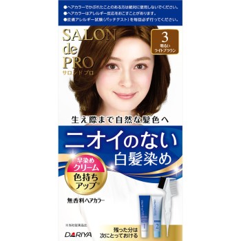 살롱 드 프로 무향 헤어컬러 빠른 염색 크림(백발용) 3 밝은 라이트 브라운 40g+40g 다리야
