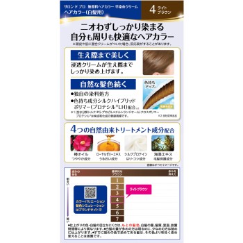 살롱드프로 무향료 헤어컬러 빨리드는크림(흰머리용) 4 라이트브라운 40g+40g 다리야