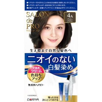 살롱 드 프로 무향료 헤어컬러 빨리 염색 크림 (흰머리용) 4A 애쉬 브라운 40g+40g 다리야