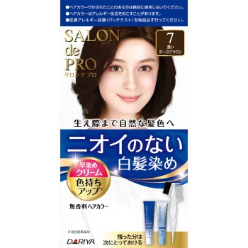 살롱 드 프로 무향료 헤어컬러 빨리물드는 크림(백발용) 7 깊은 다크브라운 40g+40g 다리야
