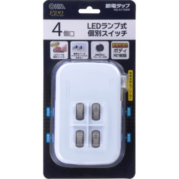 LED 개별 스위치 달린 절전 탭 4구 HS-A1759W 오므전기