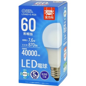 OHM LED전구 전방향 60W형 주광색 옴전기