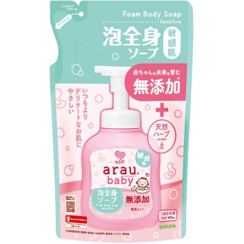 아라우 베이비 거품 전신 솝 민감성 피부 리필 400ML 사라야