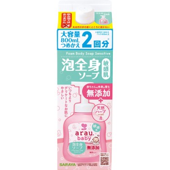 아라우 베이비 거품 전신 솝 민감성 피부 리필 800ML 사라야