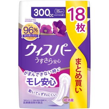 위스퍼 얇은 사라 안심 300cc 18매 P&G 재팬