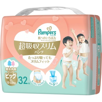 팬퍼스 피부에 가장 좋은 초흡수 슬림 팬츠 빅 32매 P&G재팬
