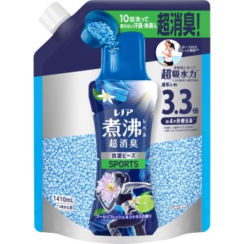 레노아 끓임 레벨 소취 항균 비즈 스포츠 쿨 리프레시＆시트러스 향 리필용 초특대 1410ml P&G재팬