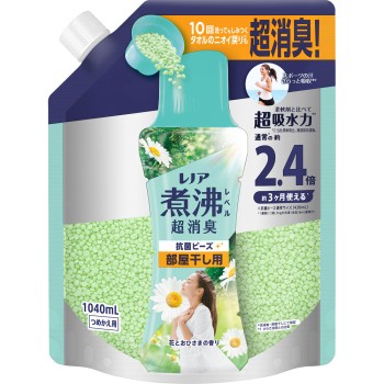 레노아 끓임 레벨 소취 항균 비즈 실내 건조 꽃과 햇님 향 리필용 특대 1040mL P&G재팬