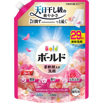 볼드 유연제 포함 세탁 세제 액체 화사한 햇살과 프리미엄 블로섬 향 리필 초특대 690g P&G재팬