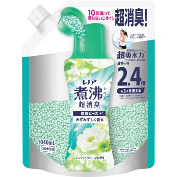 레노아 끓임 수준 소취 항균 비즈 싱그럽게 향기나는 프레시 그린 향 리필용 특대 1040mL P&G재팬