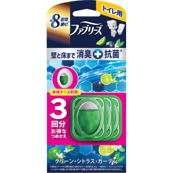페브리즈 화장실용 소취제 프리미엄 시리즈+항균 그린·시트러스·가든 리필 3개 팩 6.3ml×3 P&G재팬