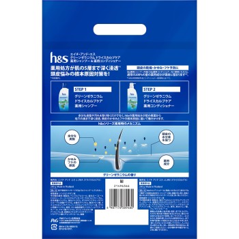 h&s 체험용 그린 제라늄 드라이 스칼프 케어 본체 페어 260g+260g P&G재팬 (의약외품)