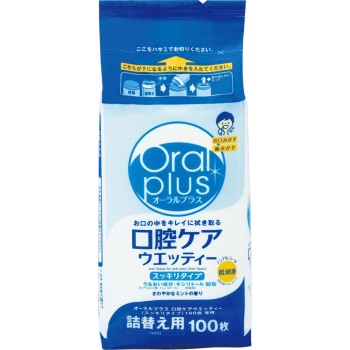 오럴 플러스 구강 케어 물티슈 리필용 100장 와코도