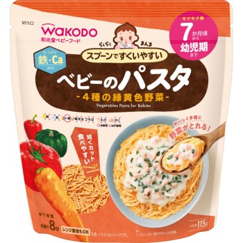 라쿠라쿠 만마 베이비 파스타 4종 황록색 야채 115g 와코도