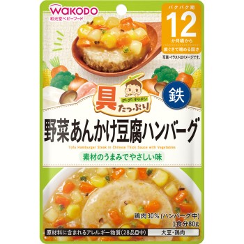 재료 듬뿍 구구키친 채소 앙카케 두부 함박스테이크 80g 와코도