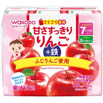 벌컥벌컥 과일 깔끔한 단맛 사과+철분 125ml×3 와코도