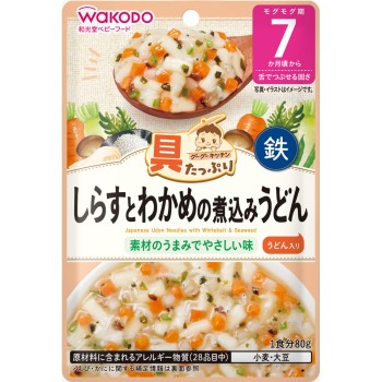 속재료 듬뿍 구구키친 잔멸치와 미역 조림 우동 80g 와코도