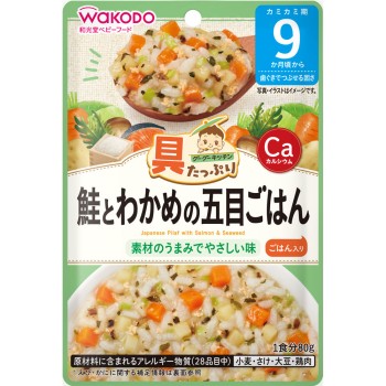 속재료 듬뿍 구구키친 연어와 미역 오목 밥 80g 와코도