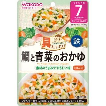 속재료 듬뿍 구구키친 도미와 청채 죽 80g 와코도