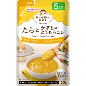 재료를 즐기는 이유식 대구와 단호박·옥수수 50g 와코도